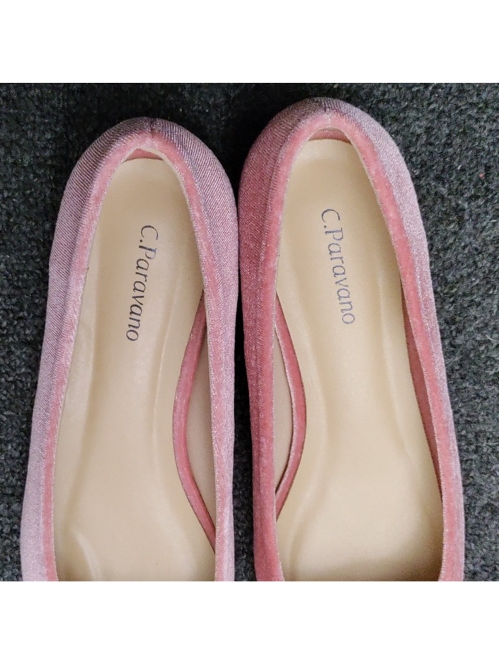 C Paravano Pink Velvet Pointed Toe Flats - Picture 2 of 11